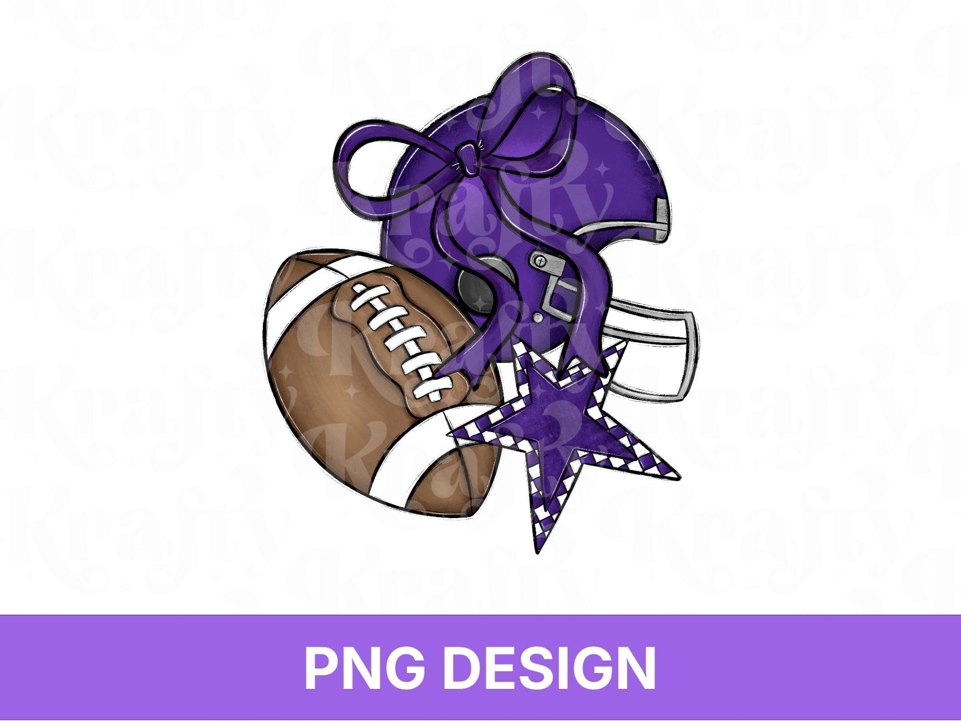 Purple Football Helmet PNG: Preppy Bow, Game Day Shirt Design