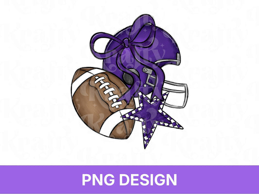 Purple Football Helmet PNG: Preppy Bow, Game Day Shirt Design