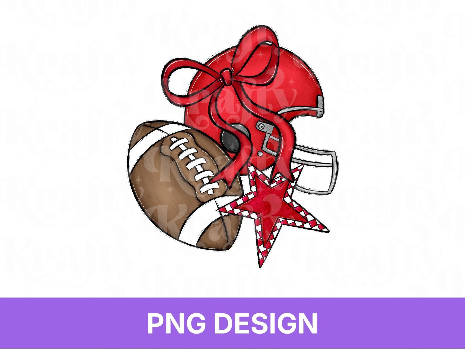 Red Football Helmet PNG: Preppy Bow, Game Day Shirt Design