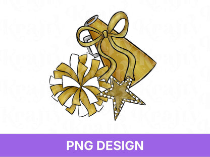 Preppy Cheer PNG: Game Day, Shirt Design, Coquette Bow, Megaphone, Pom Pom