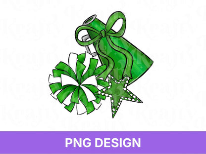 Preppy Cheer PNG: Game Day, Shirt Design, Coquette Bow, Megaphone, Pom Pom