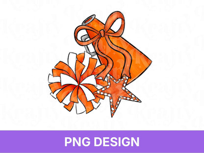 Preppy Cheer PNG: Game Day, Shirt Design, Coquette Bow, Megaphone, Pom Pom