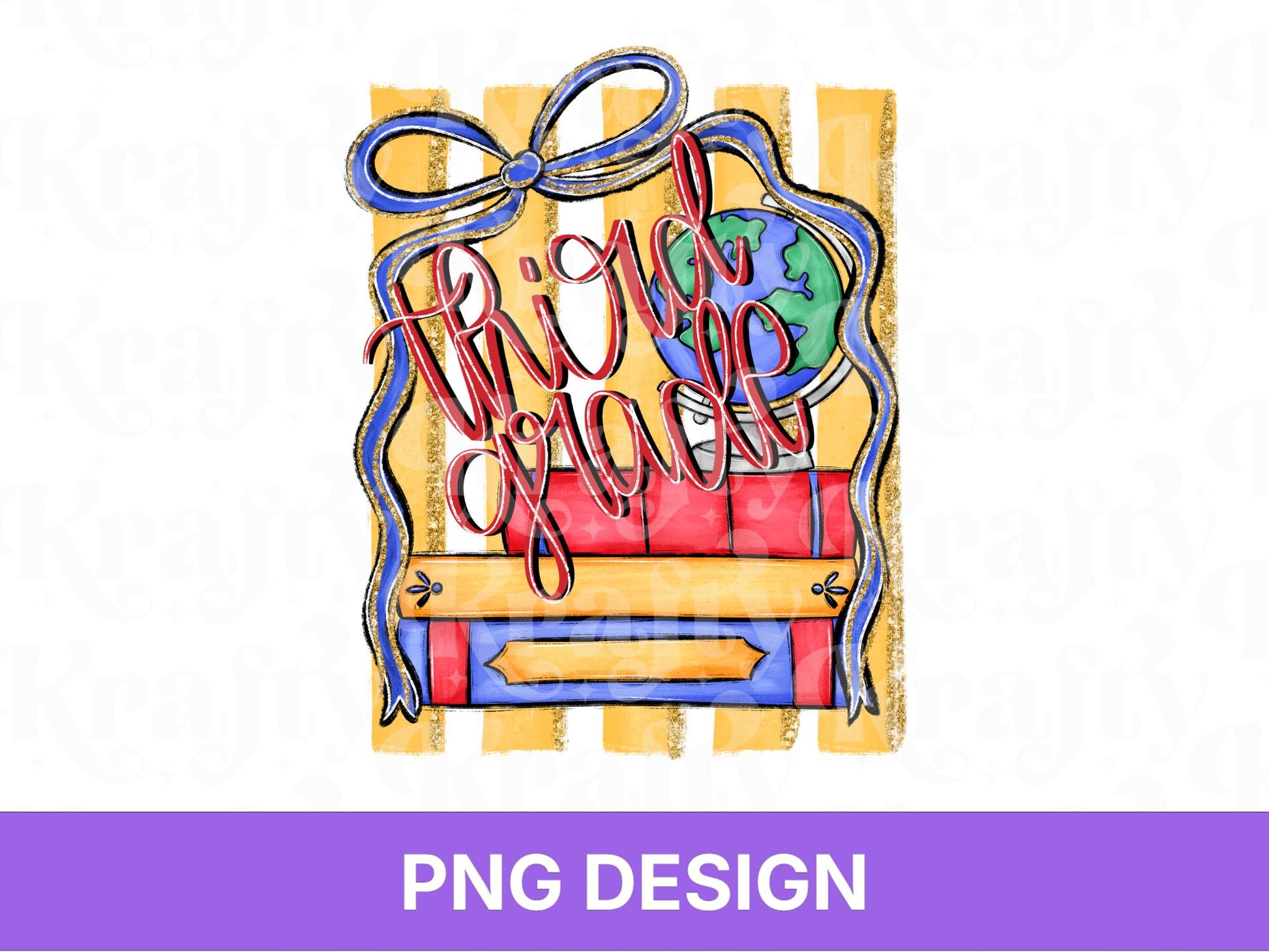 Preppy Striped Back to School PNG, Coquette Teacher Shirt Design, First Day of School, Third Grade, 3rd Grade