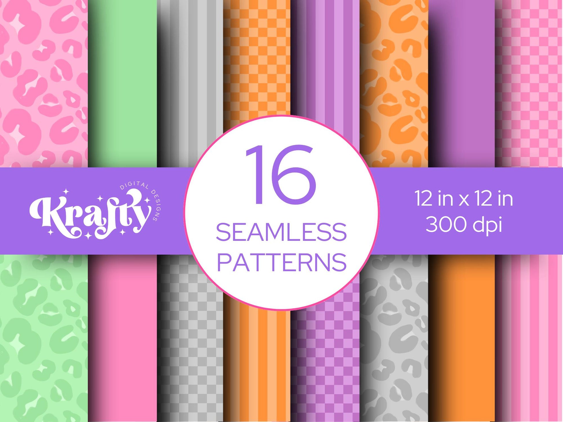 Preppy Fall Seamless Pattern Bundle, Digital Repeatable Pattern, Checkered Stripes, Scrapbook Paper, Halloween
