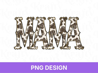 Western Mama PNG, Cowgirl Mom Design, Cute Rodeo Sublimation Graphic, Shirt Design, Cow Print, Hand Drawn