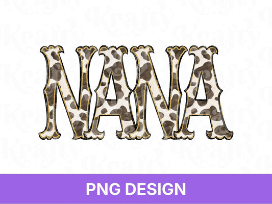Western Nana PNG, Cowgirl Grandma Design, Cute Rodeo Sublimation Graphic, Shirt Design, Cow Print, Hand Drawn