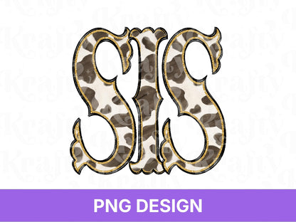 Western Sis PNG, Cowgirl Sister Design, Cute Rodeo Sublimation Graphic, Shirt Design, Cow Print, Hand Drawn