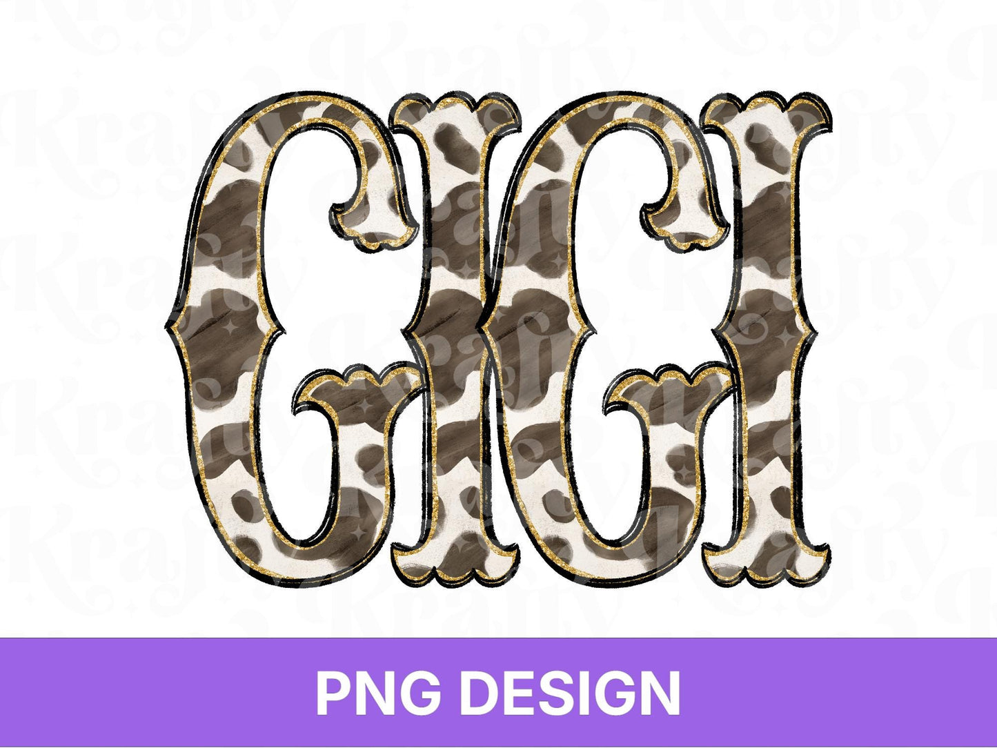 Western Gigi PNG, Cowgirl Grandma Design, Cute Rodeo Sublimation Graphic, Shirt Design, Cow Print, Hand Drawn