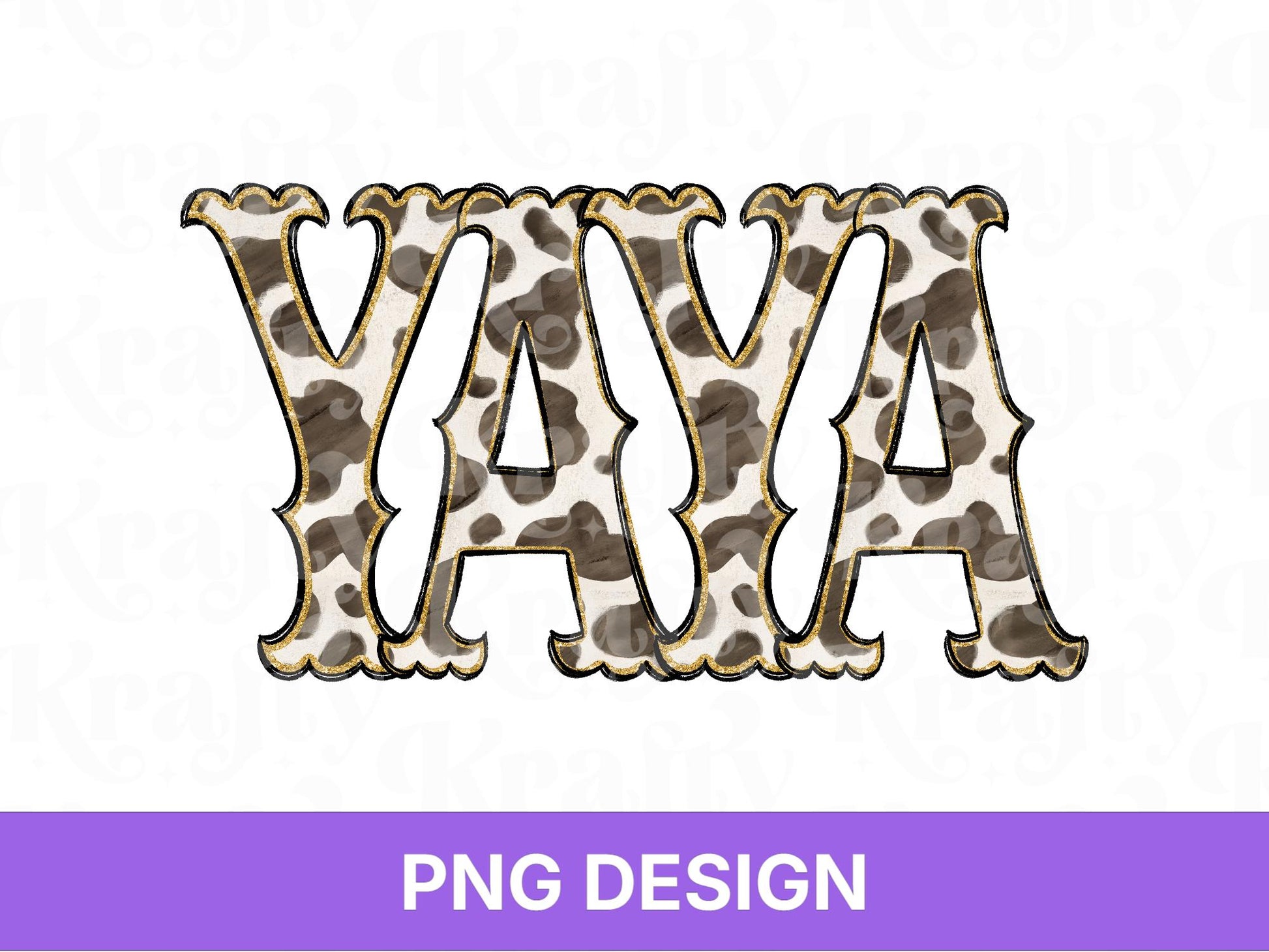Western Yaya PNG, Cowgirl Grandma Design, Cute Rodeo Sublimation Graphic, Shirt Design, Cow Print, Hand Drawn