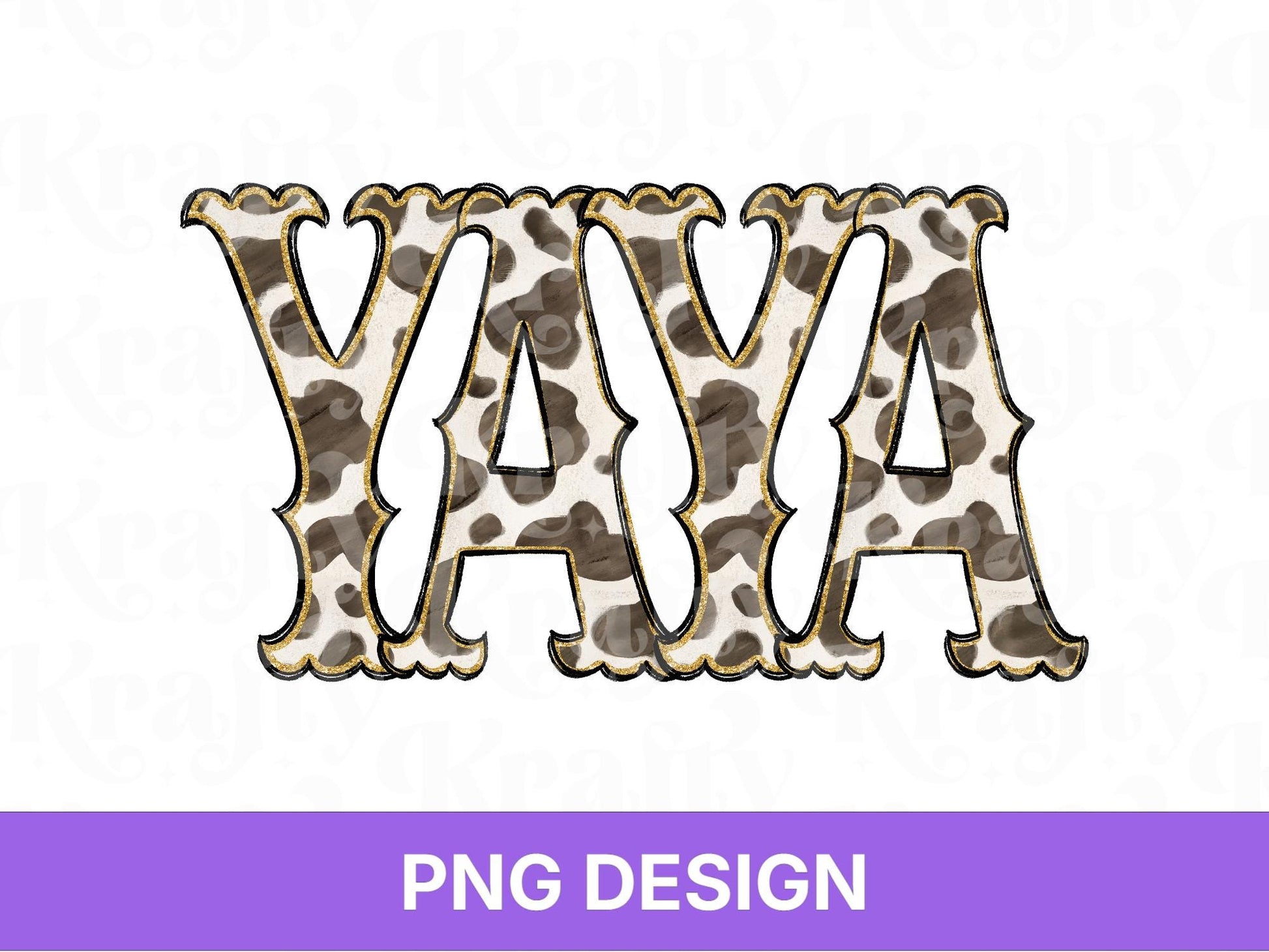 Western Yaya PNG, Cowgirl Grandma Design, Cute Rodeo Sublimation Graphic, Shirt Design, Cow Print, Hand Drawn
