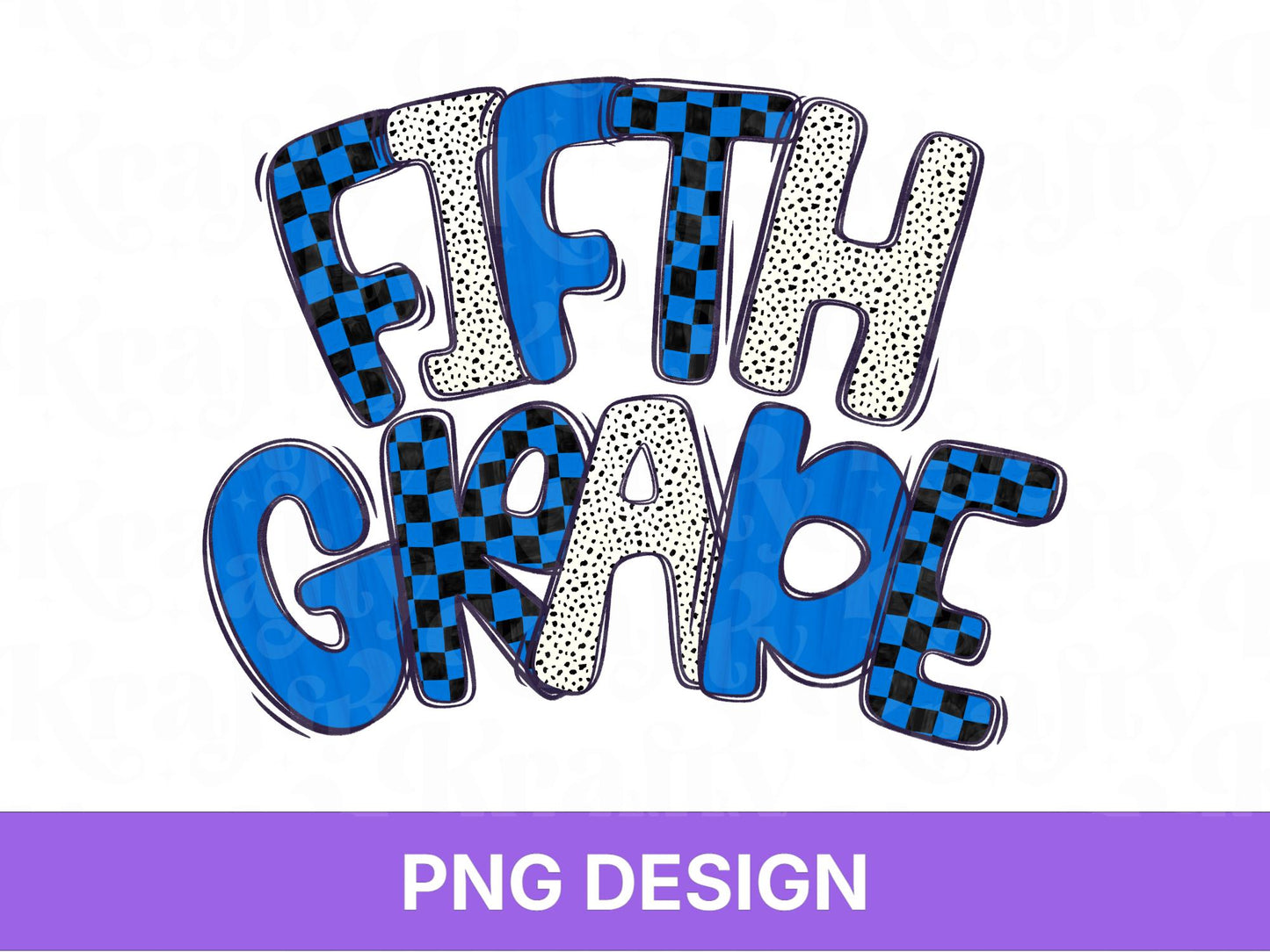 Boy Fifth Grade PNG, Checkered Blue School Spirit Design, First Day of School Sublimation, First Day of 5th Grade, Teacher Student Graphic