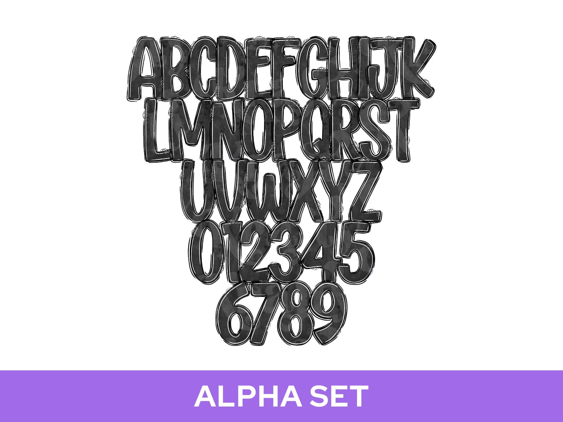 Spooky Season Alpha Set PNG, Halloween Alphabet Letter Clipart, Alpha Doodle,