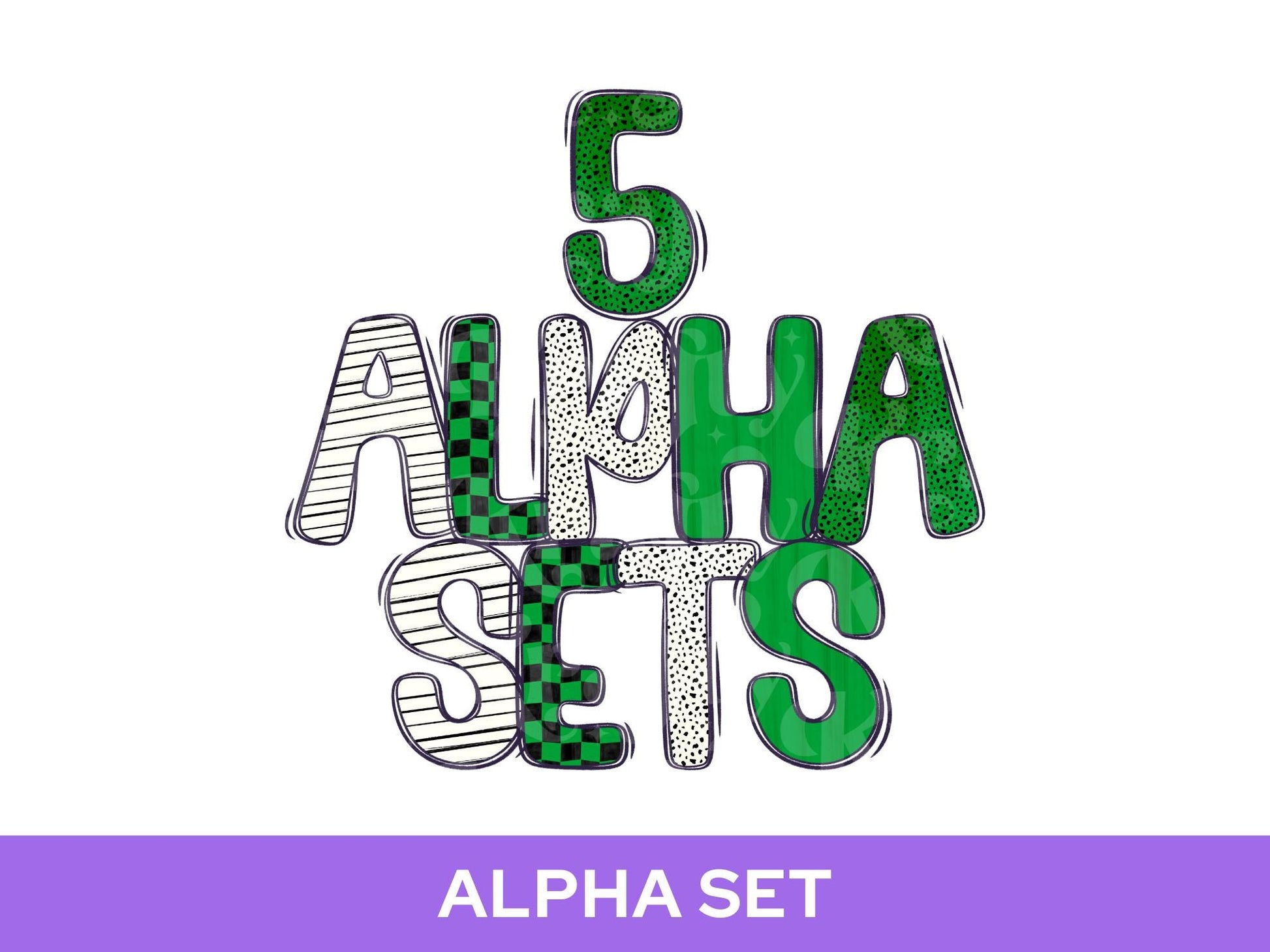School Spirit Alpha Set Bundle, Alphabet Letter Clipart: Sprit Wear, Green Checkered Mascot