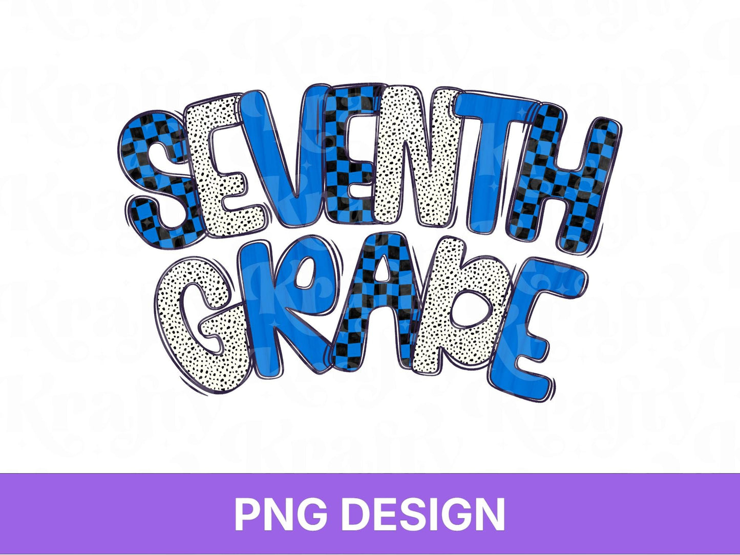 Boy Seventh Grade PNG, Checkered Blue School Spirit Design, First Day of School Sublimation, First Day of 7th Grade, Teacher Student Graphic