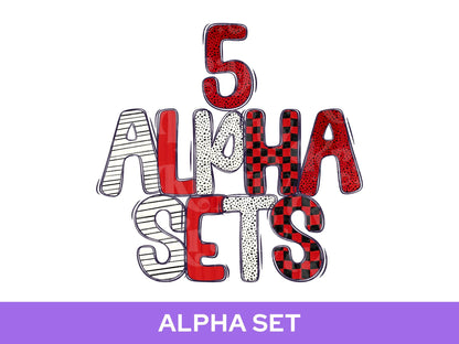 School Spirit Alpha Set Bundle, Alphabet Letter Clipart: Sprit Wear, Red Checkered Mascot