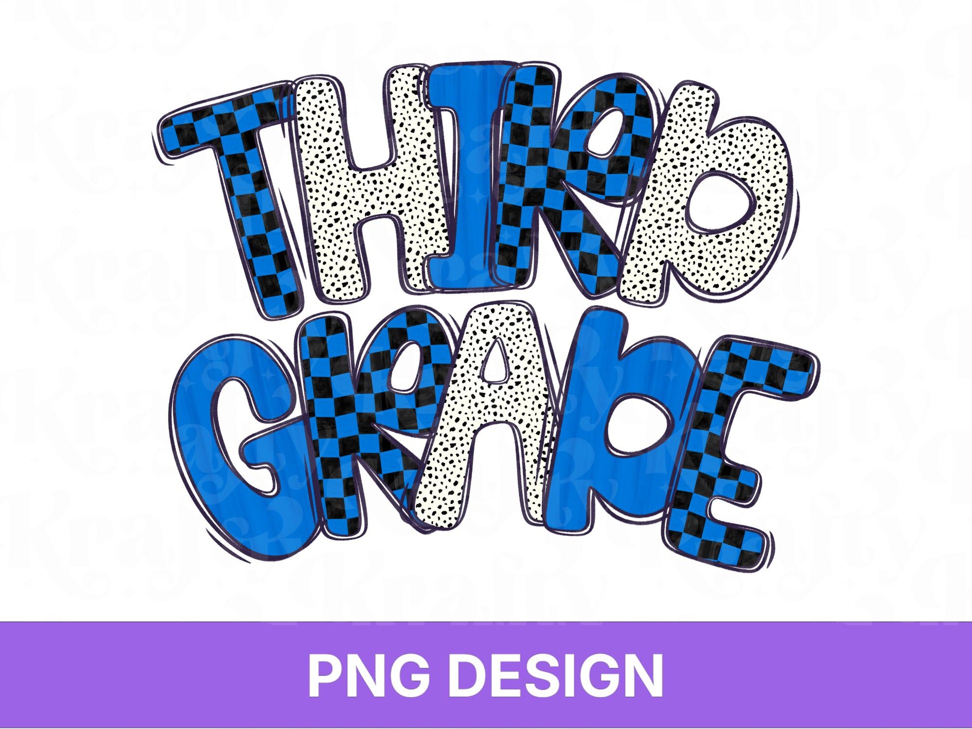 Boy Third Grade PNG, Checkered Blue School Spirit Design, First Day of School Sublimation, First Day of 3rd Grade, Teacher Student Graphic