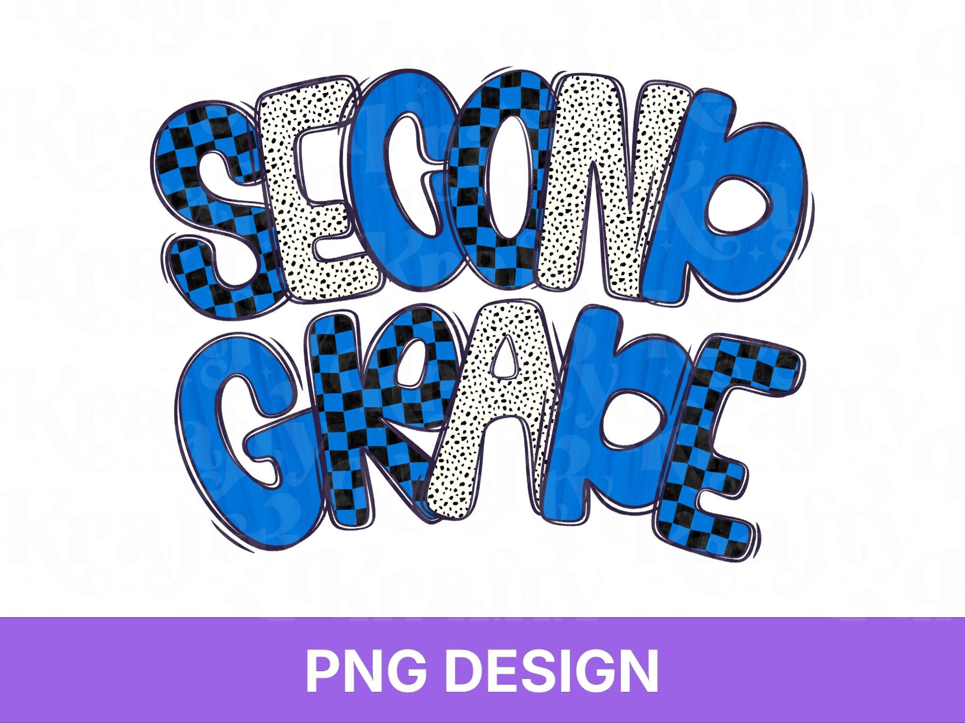Boy Second Grade PNG, Checkered Blue School Spirit Design, First Day of School Sublimation, First Day of 2nd Grade, Teacher Student Graphic