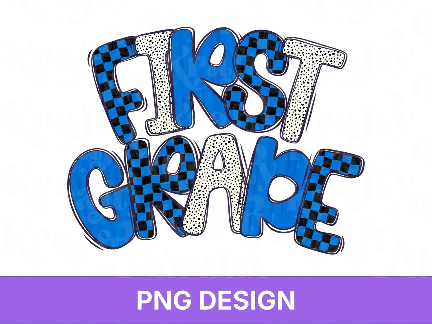Boy First Grade PNG, Checkered Blue School Spirit Design, First Day of School Sublimation, First Day of 1st Grade, Teacher Student Graphic