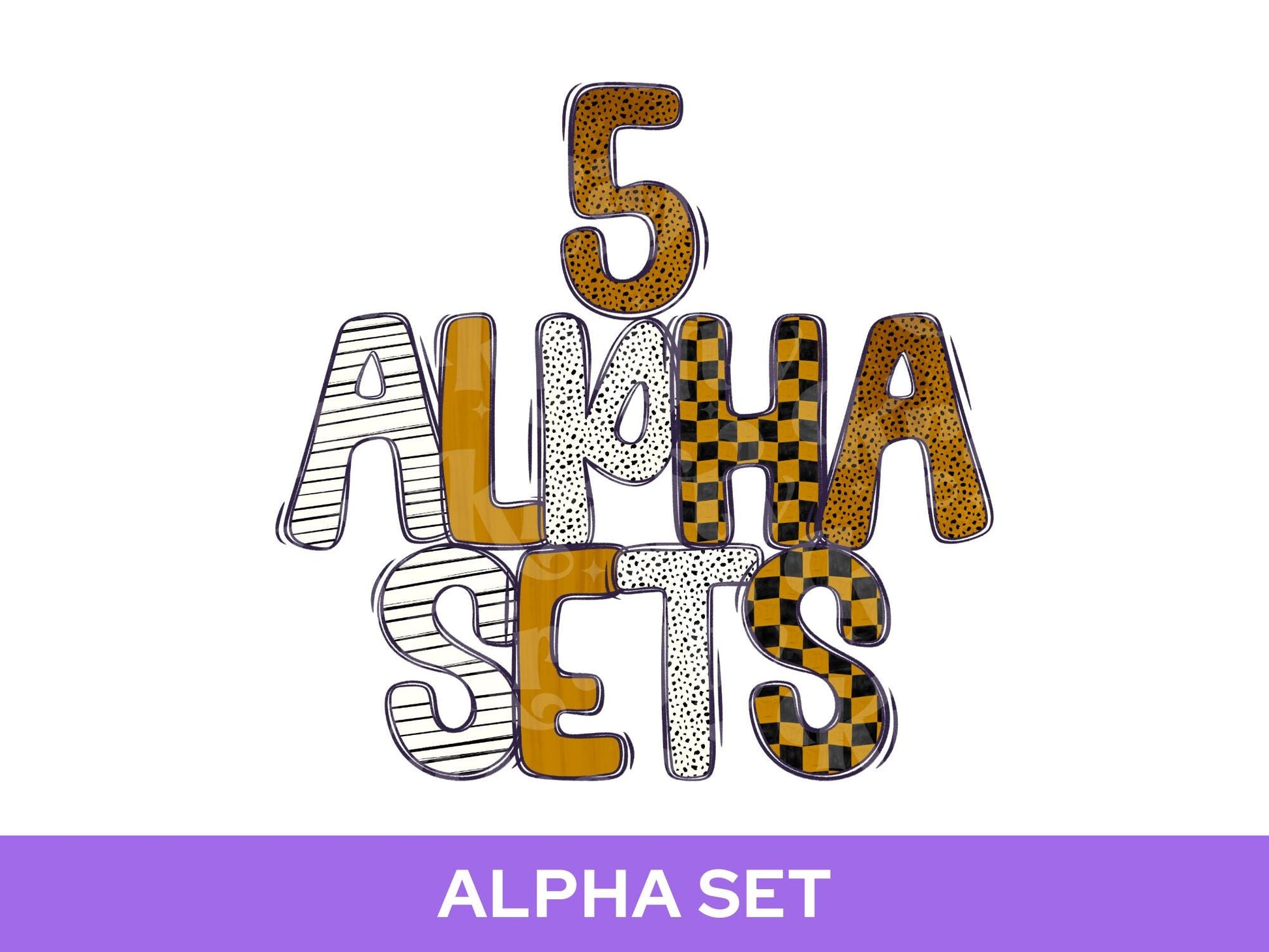 School Spirit Alpha Set Bundle, Alphabet Letter Clipart: Sprit Wear, Gold Checkered Mascot