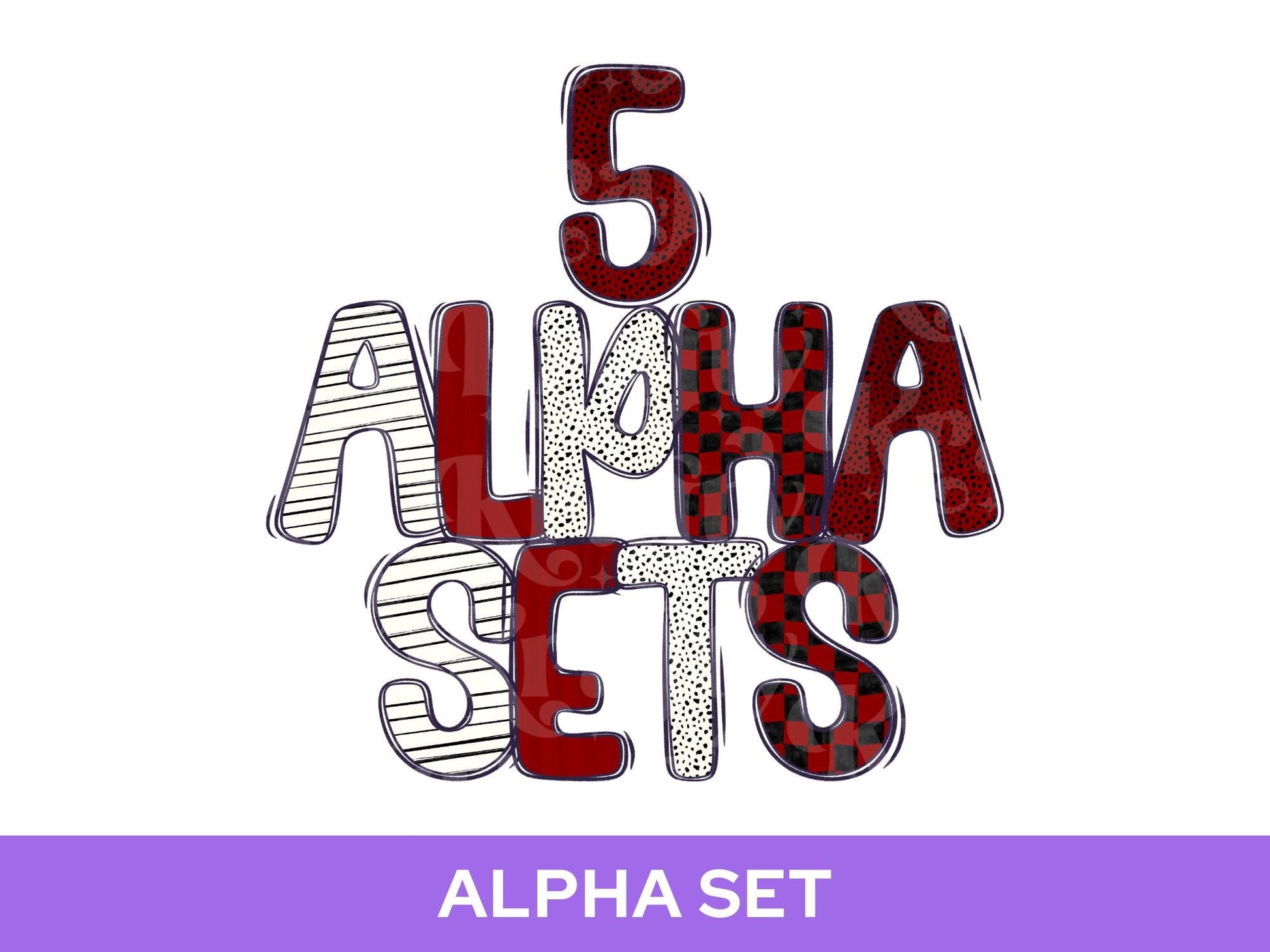 School Spirit Alpha Set Bundle, Alphabet Letter Clipart: Sprit Wear, Checkered Mascot, Maroon