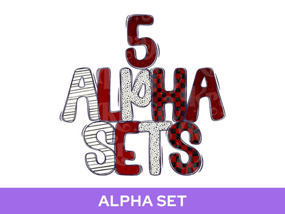 School Spirit Alpha Set Bundle, Alphabet Letter Clipart: Sprit Wear, Checkered Mascot, Maroon
