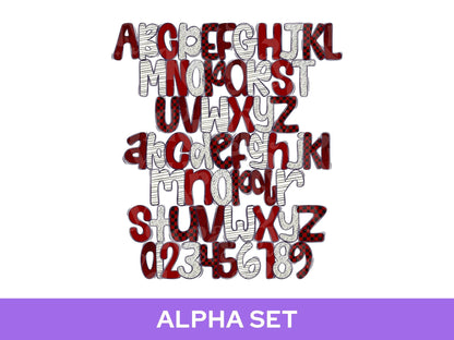 School Spirit Alpha Set Bundle, Alphabet Letter Clipart: Sprit Wear, Checkered Mascot, Maroon