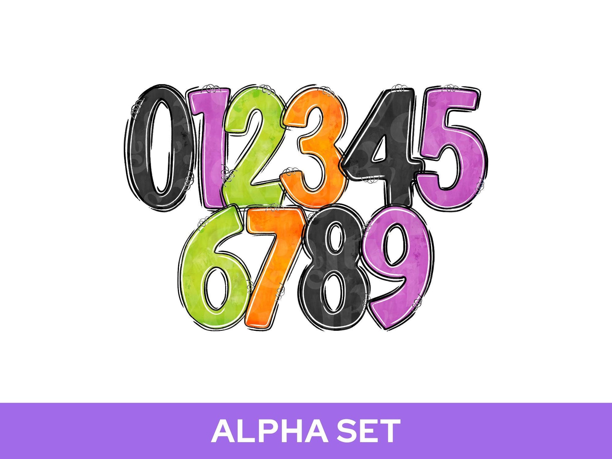 Spooky Season Alpha Set PNG, Halloween Alphabet Letter Clipart, Alpha Doodle,