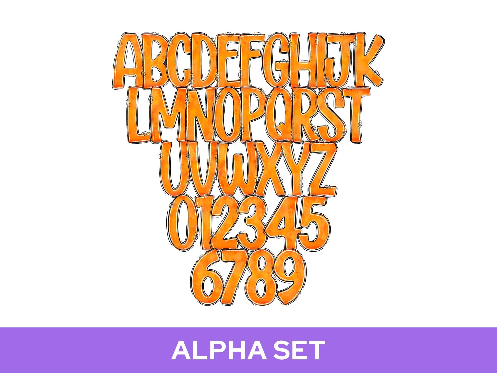 Spooky Season Alpha Set PNG, Halloween Alphabet Letter Clipart, Alpha Doodle,