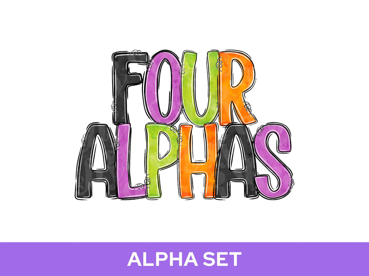 Spooky Season Alpha Set PNG, Halloween Alphabet Letter Clipart, Alpha Doodle,