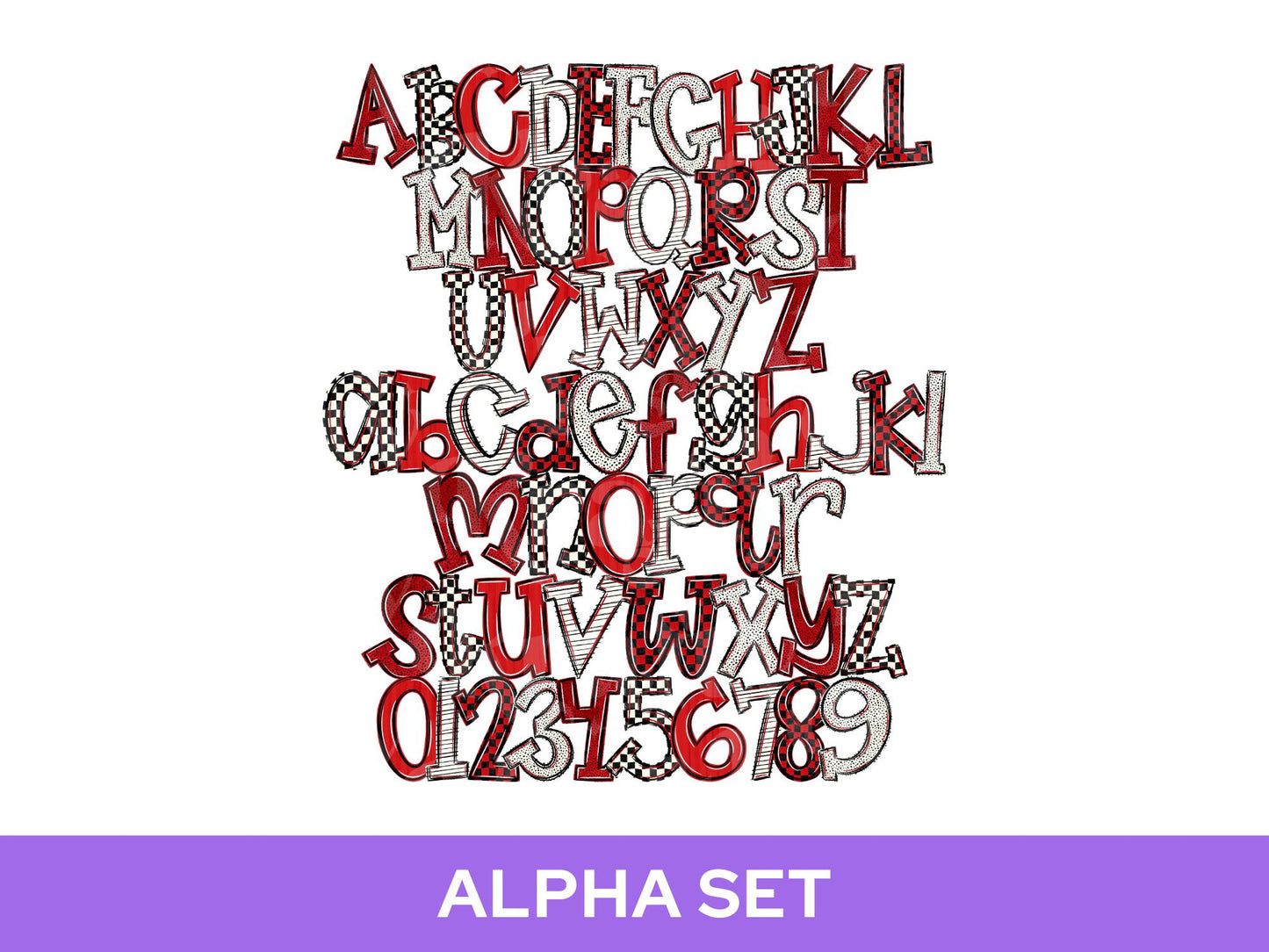 School Spirit Alphabet PNG Bundle, Red White Black Letters, Team Color Alpha Set, Game Day Spirit Wear Designs