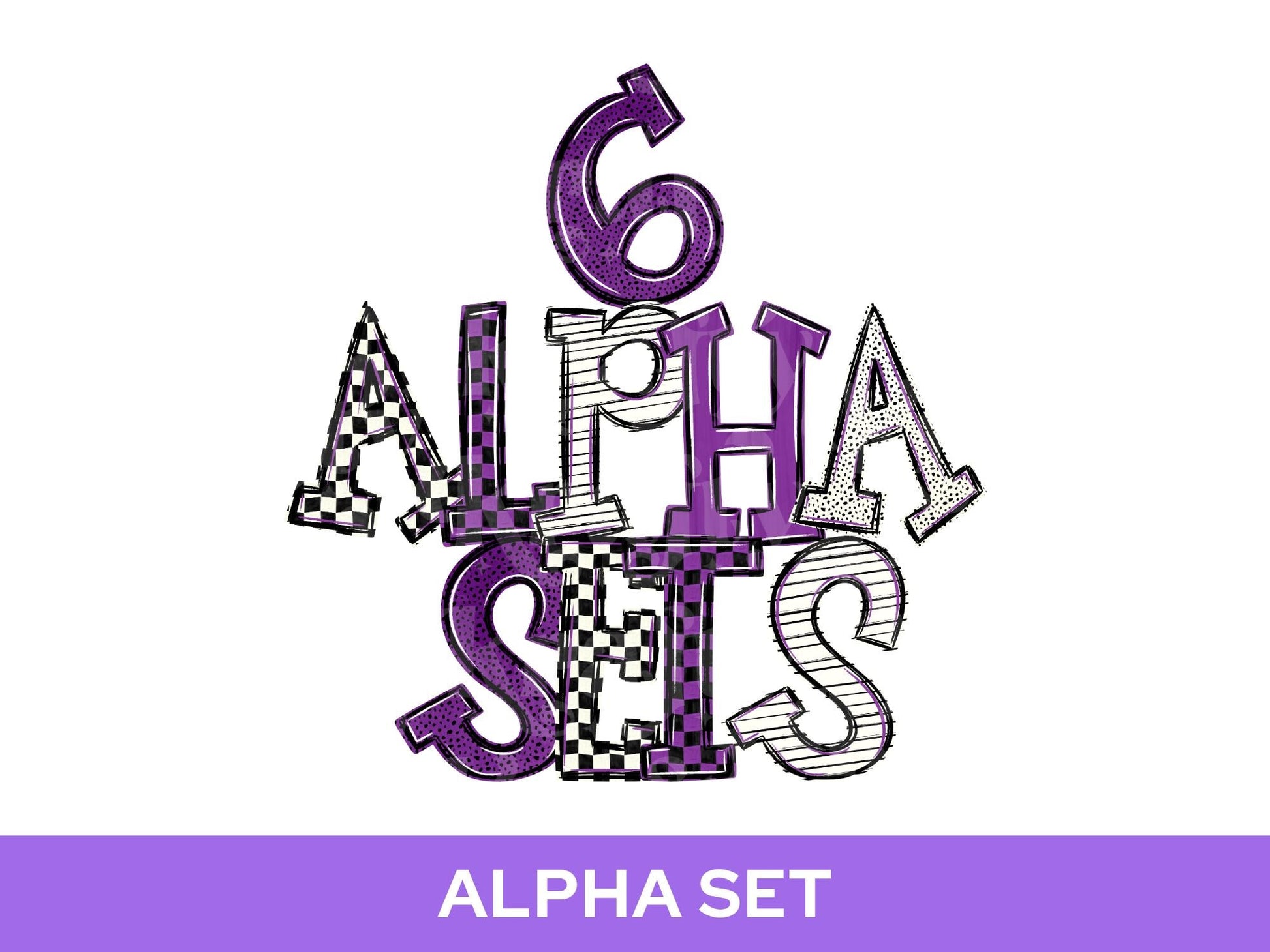 School Spirit Alphabet PNG Bundle, Purple White Black Letters, Team Color Alpha Set, Game Day Spirit Wear Designs