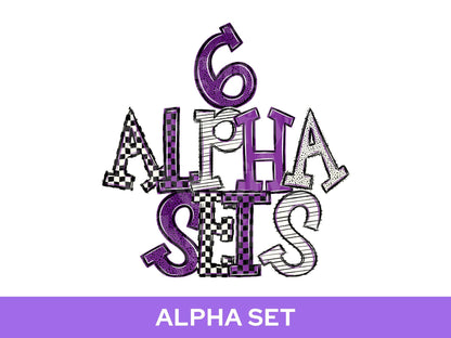 School Spirit Alphabet PNG Bundle, Purple White Black Letters, Team Color Alpha Set, Game Day Spirit Wear Designs