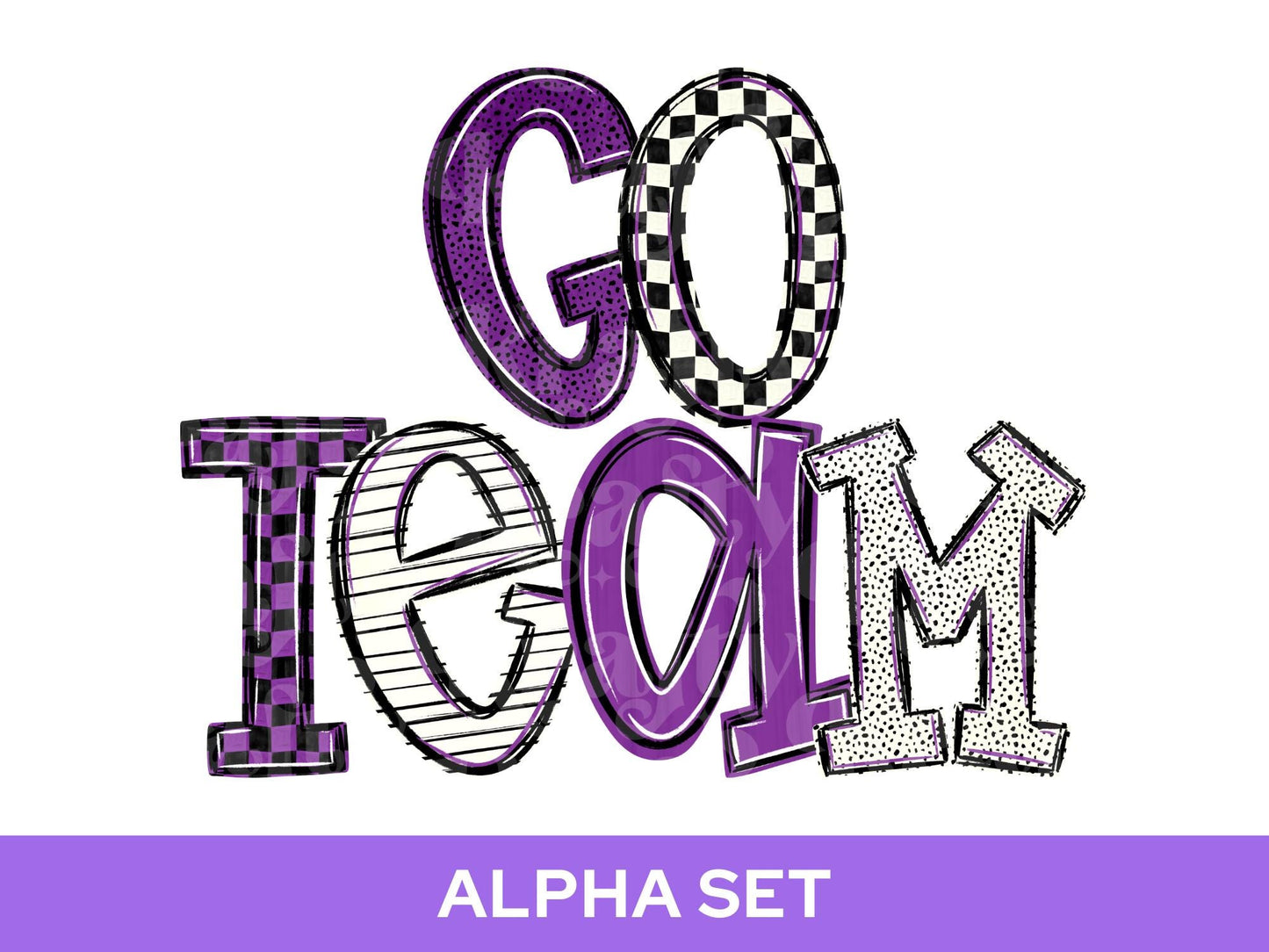 School Spirit Alphabet PNG Bundle, Purple White Black Letters, Team Color Alpha Set, Game Day Spirit Wear Designs