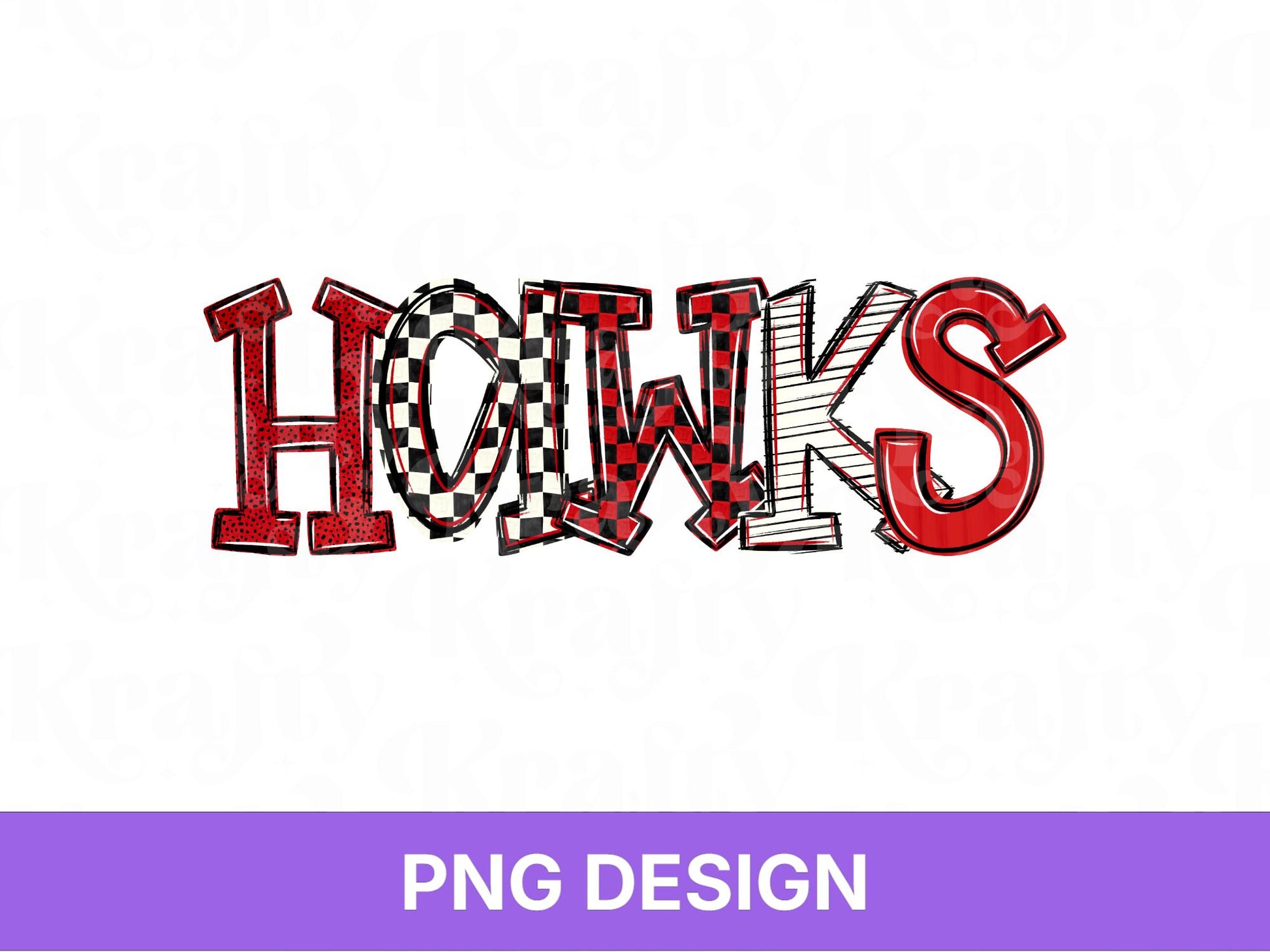 Hawks School Mascot PNG, Checkered Stripe Letter Designs, Polka Dot Team Name, Game Day Spirit Wear