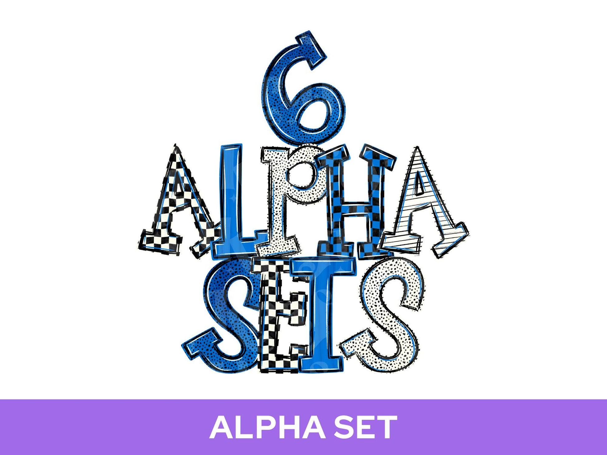 School Spirit Alphabet PNG Bundle, Blue White Black Letters, Team Color Alpha Set, Game Day Spirit Wear Designs