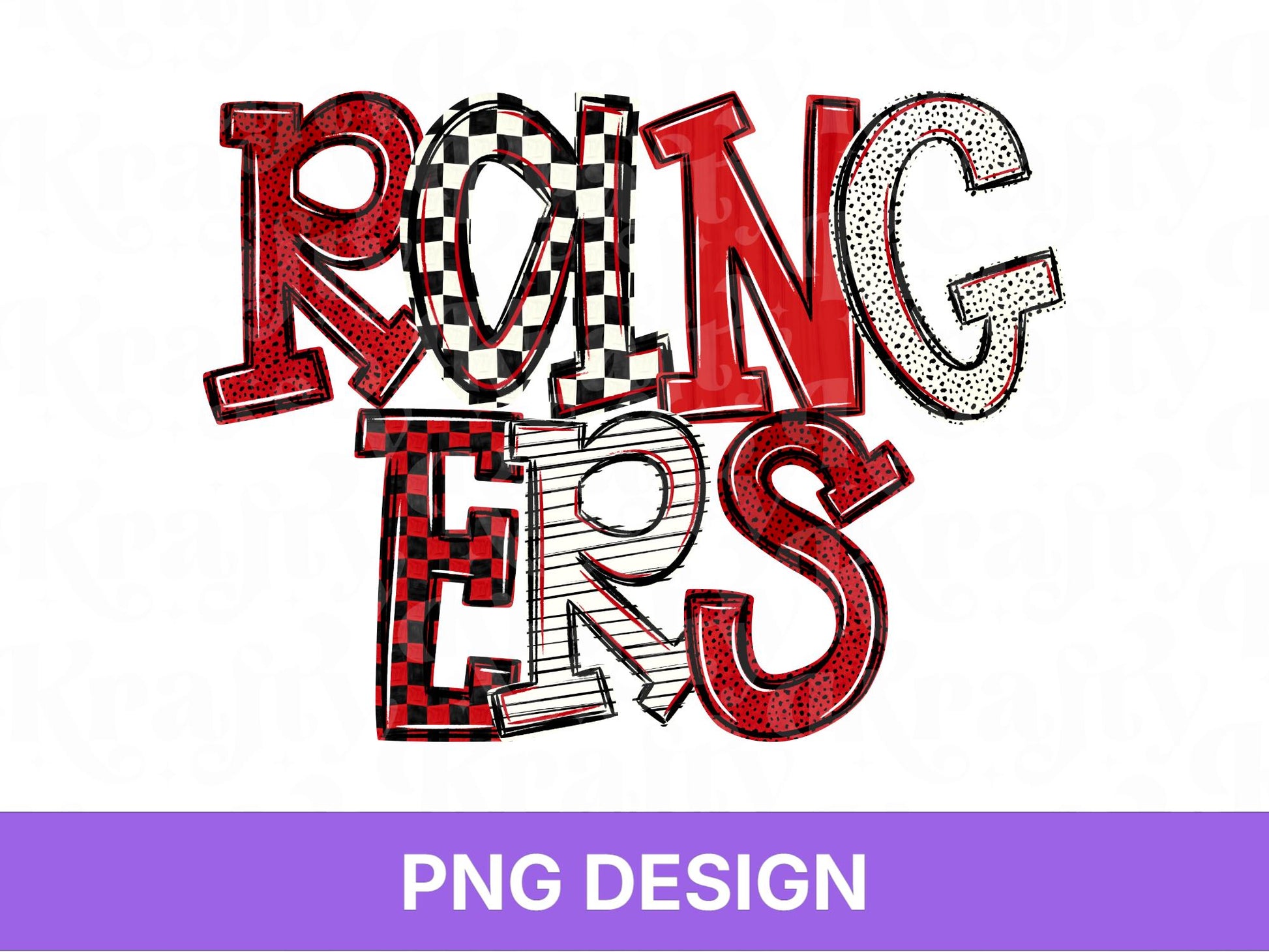 Rangers School Mascot PNG, Checkered Stripe Letter Designs, Team Name, Game Day Spirit Wear