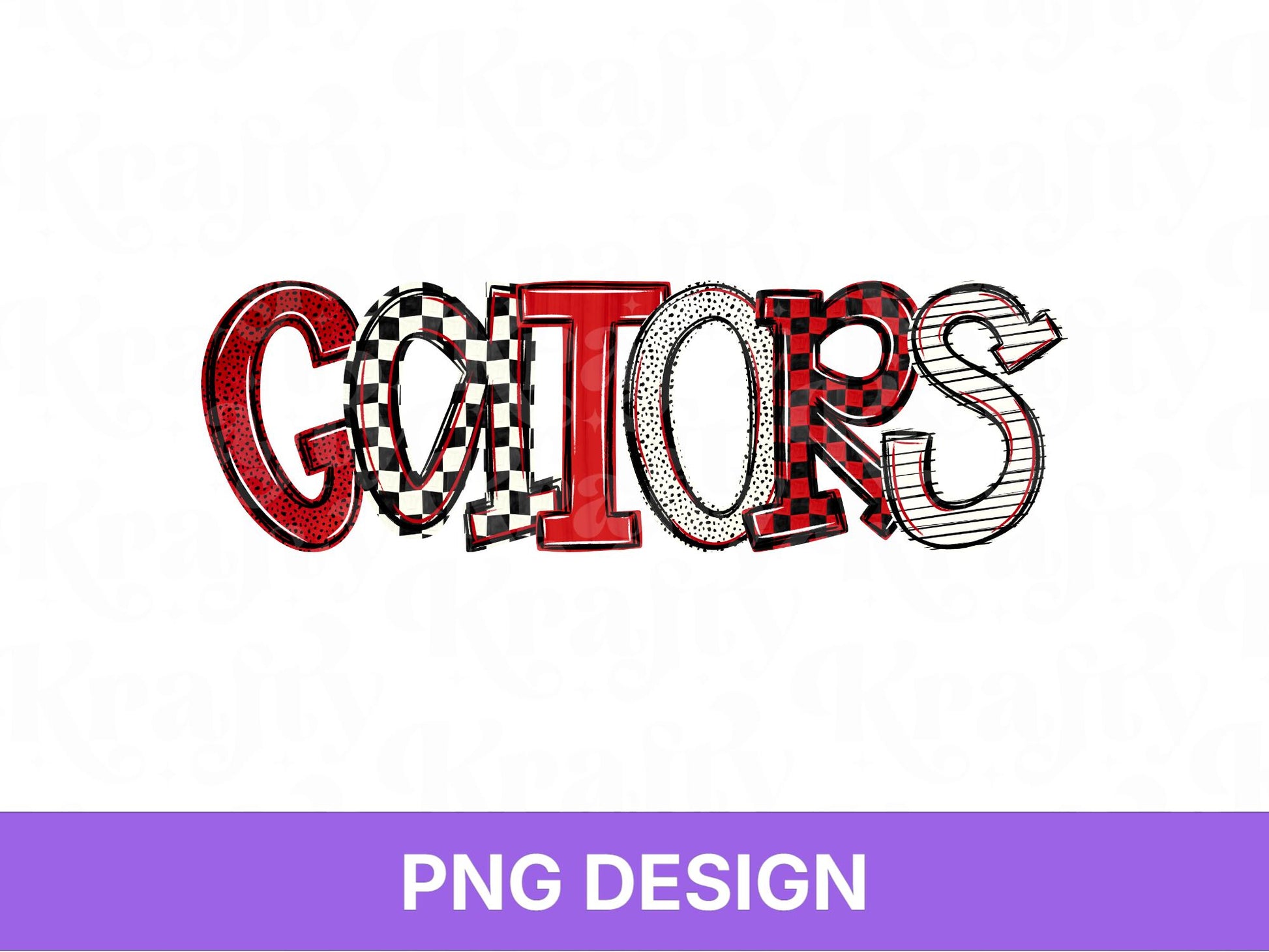 Gators School Mascot PNG, Checkered Stripe Letter Designs, Team Name, Game Day Spirit Wear