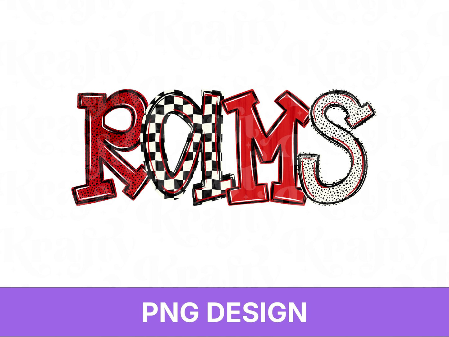 Rams School Mascot PNG, Checkered Stripe Letter Designs, Team Name, Game Day Spirit Wear