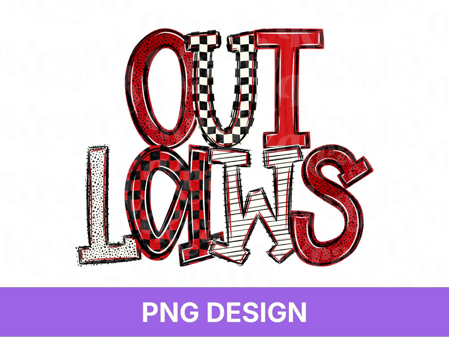 Outlaws School Mascot PNG, Checkered Stripe Letter Designs, Team Name, Game Day Spirit Wear