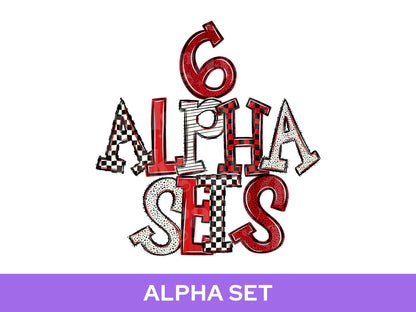 School Spirit Alphabet PNG Bundle, Red White Black Letters, Team Color Alpha Set, Game Day Spirit Wear Designs