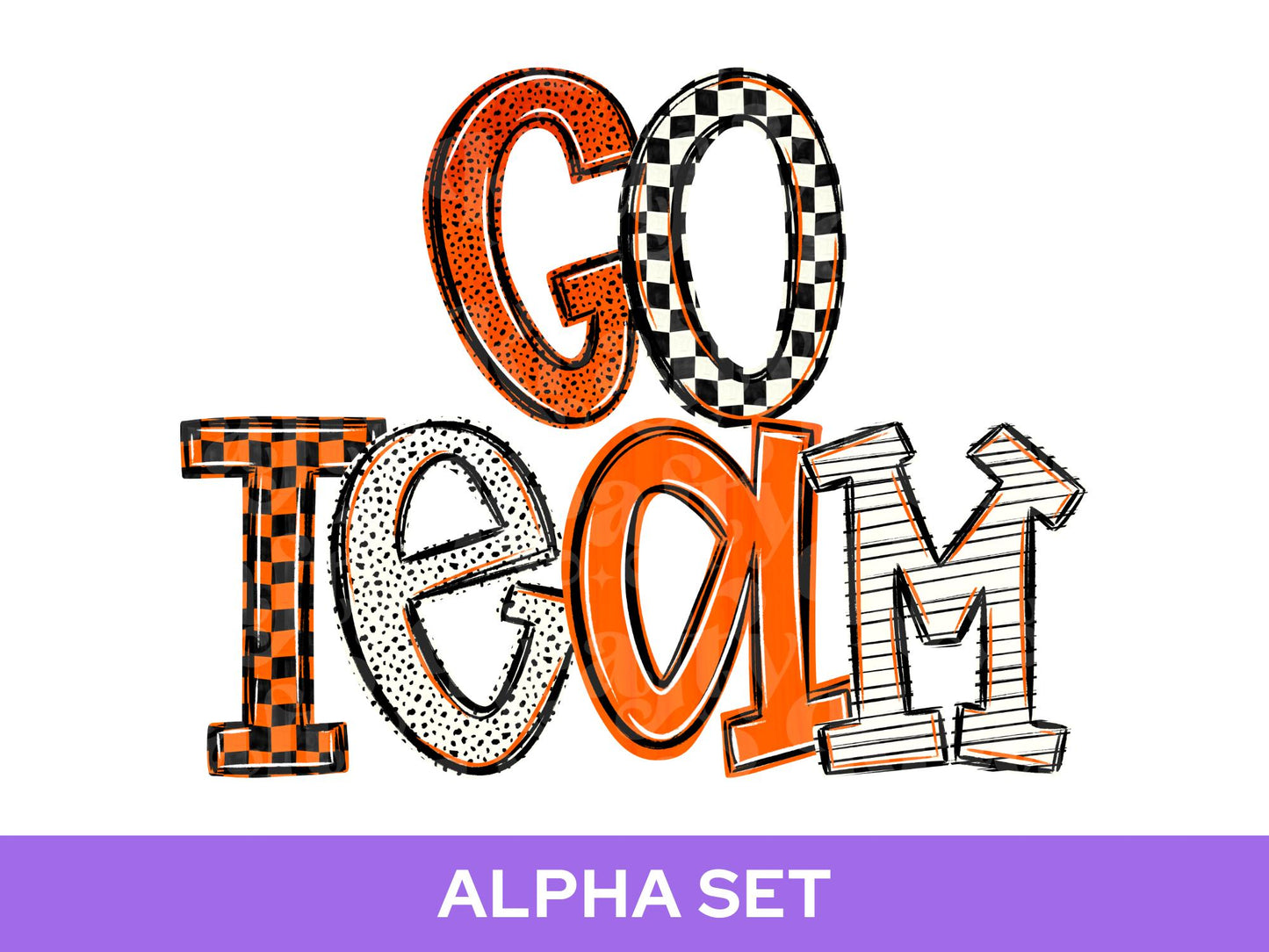 School Spirit Alphabet PNG Bundle, Orange White Black Letters, Team Color Alpha Set, Game Day Spirit Wear Designs