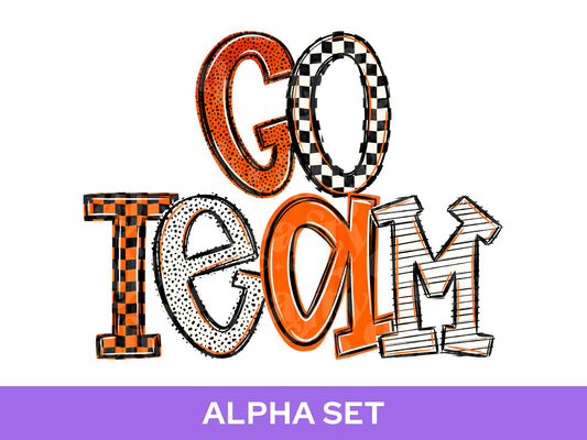 School Spirit Alphabet PNG Bundle, Orange White Black Letters, Team Color Alpha Set, Game Day Spirit Wear Designs