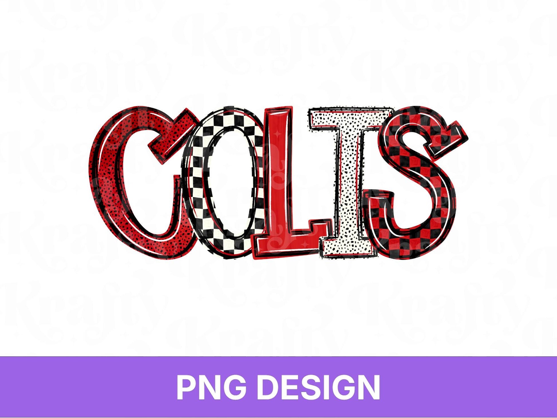Colts School Mascot PNG, Checkered Stripe Letter Designs, Team Name, Game Day Spirit Wear