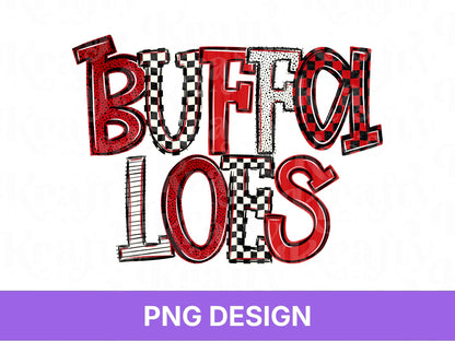 Buffaloes School Mascot PNG, Checkered Stripe Letter Designs, Team Name, Game Day Spirit Wear