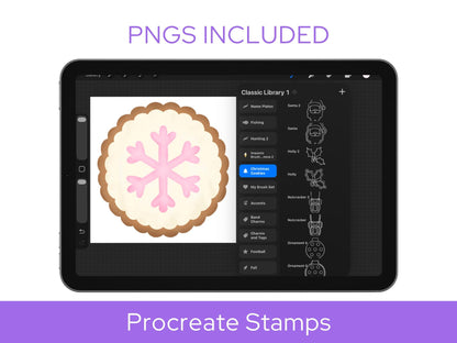 Christmas Procreate Stamp Set, Holiday Doodle Brushes, Gingerbread, Ornaments & Winter Clipart