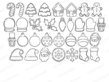 Christmas Procreate Stamp Set, Holiday Doodle Brushes, Gingerbread, Ornaments & Winter Clipart