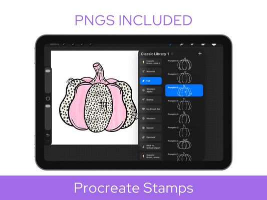 Pumpkin Procreate Stamp Set, Fall Clipart, Coquette Bows, Autumn Gourds