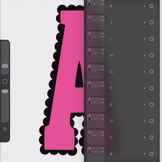 Scalloped Varsity Alphabet Sublimation Letters: Frame, Hand Lettered