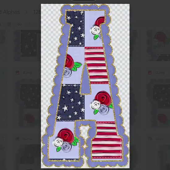 4th of July Floral Doodle Alpha Set, Alphabet Letters: Patriotic PNG Clipart
