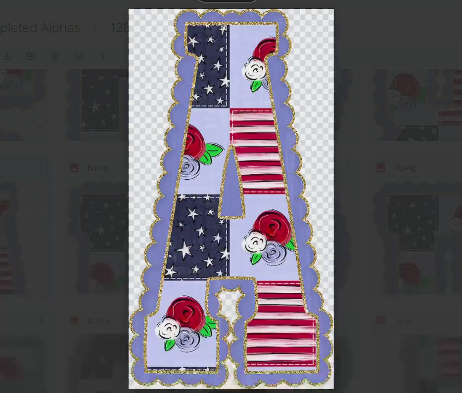 4th of July Floral Doodle Alpha Set, Alphabet Letters: Patriotic PNG Clipart